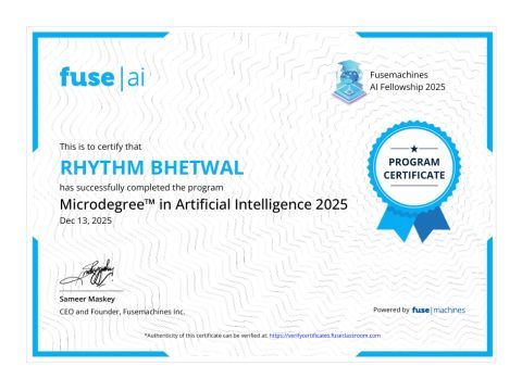 Fusemachines AI micro-degree certificate
